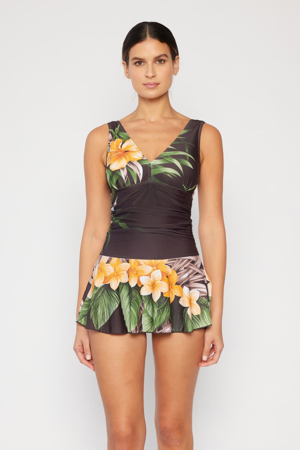 Marina West Swim Full Size Clear Waters Swim Dress in Aloha Brown - AllIn Computer