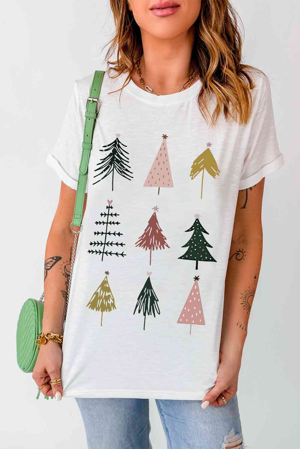 Chrismas Tree Graphic Short Sleeve T-Shirt | CLOTHING,SHOES & ACCESSORIES | christmas, graphic shirts, Ship From Overseas, SYNZ, t-shirts, tshirts | Trendsi