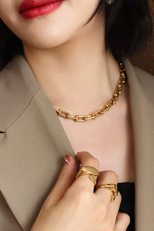 18K Stainless Steel U-Shape Chain Necklace - AllIn Computer