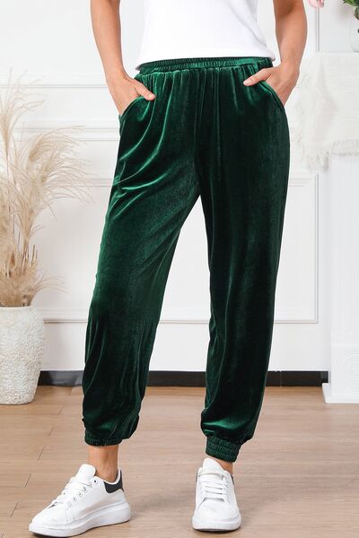Elastic Waist Pocketed Pants - AllIn Computer