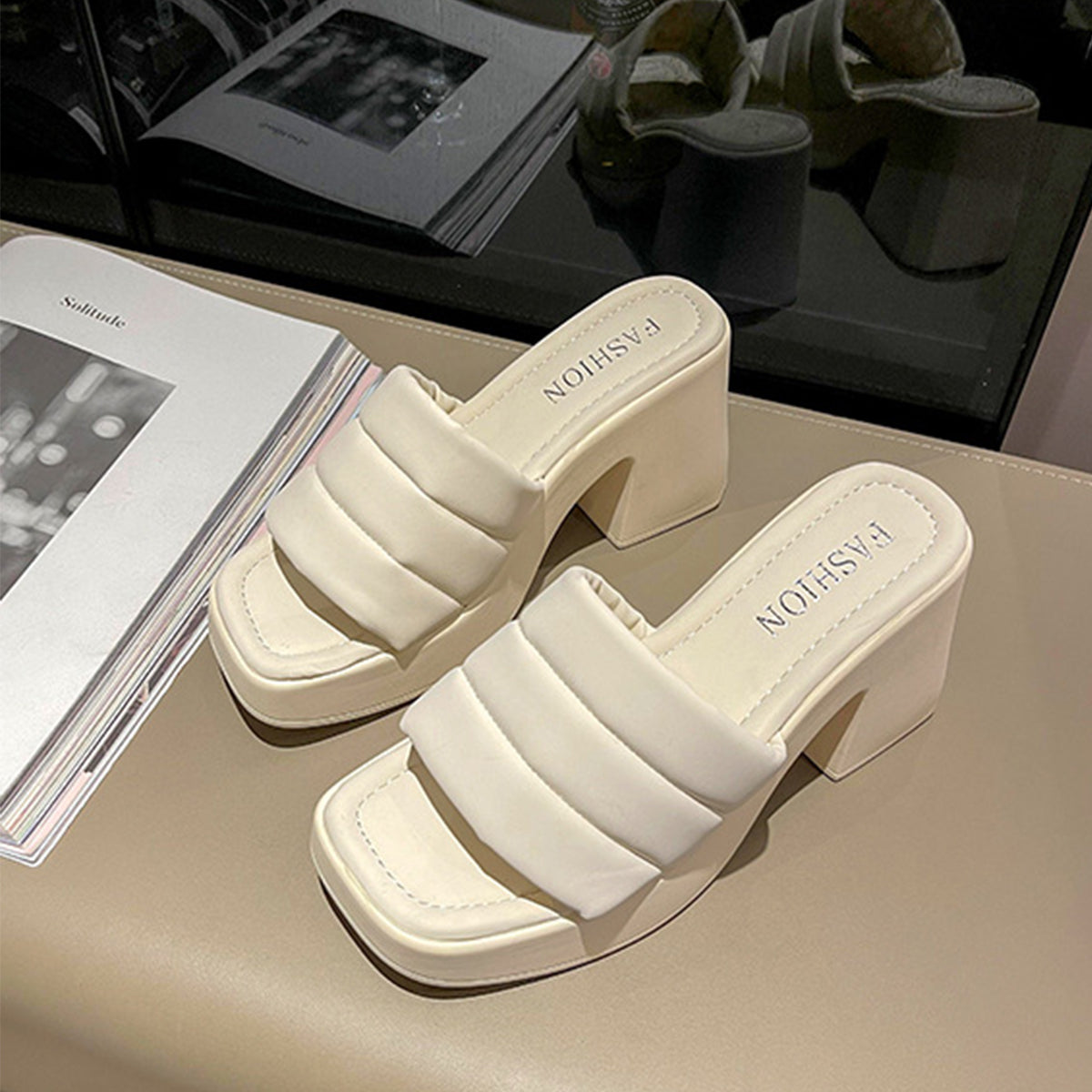 Open Toe Block Heel Sandals - AllIn Computer