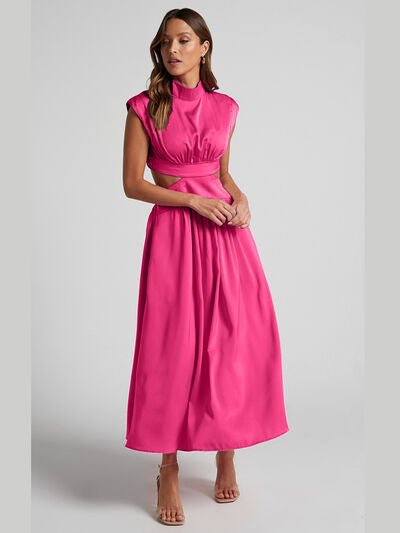 Cutout Mock Neck Sleeveless Dress - AllIn Computer