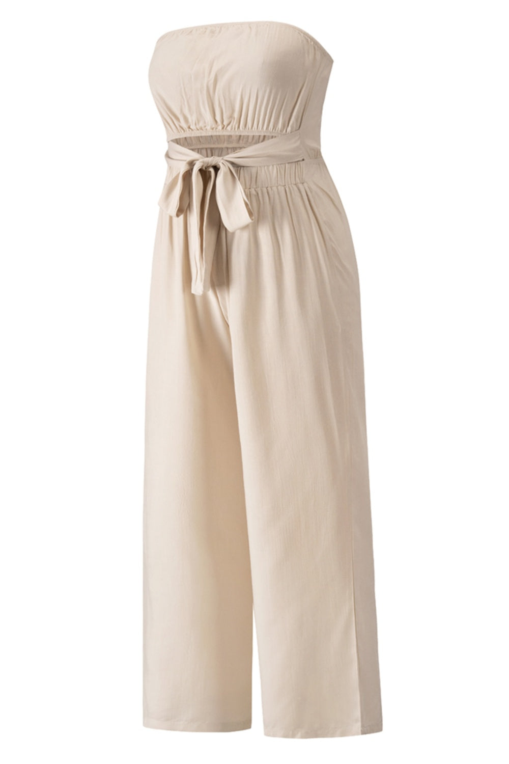 Tied Cutout Tube Wide Leg Jumpsuit - AllIn Computer