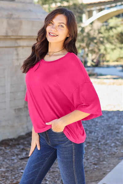 Basic Bae Full Size Round Neck Drop Shoulder T-Shirt - AllIn Computer