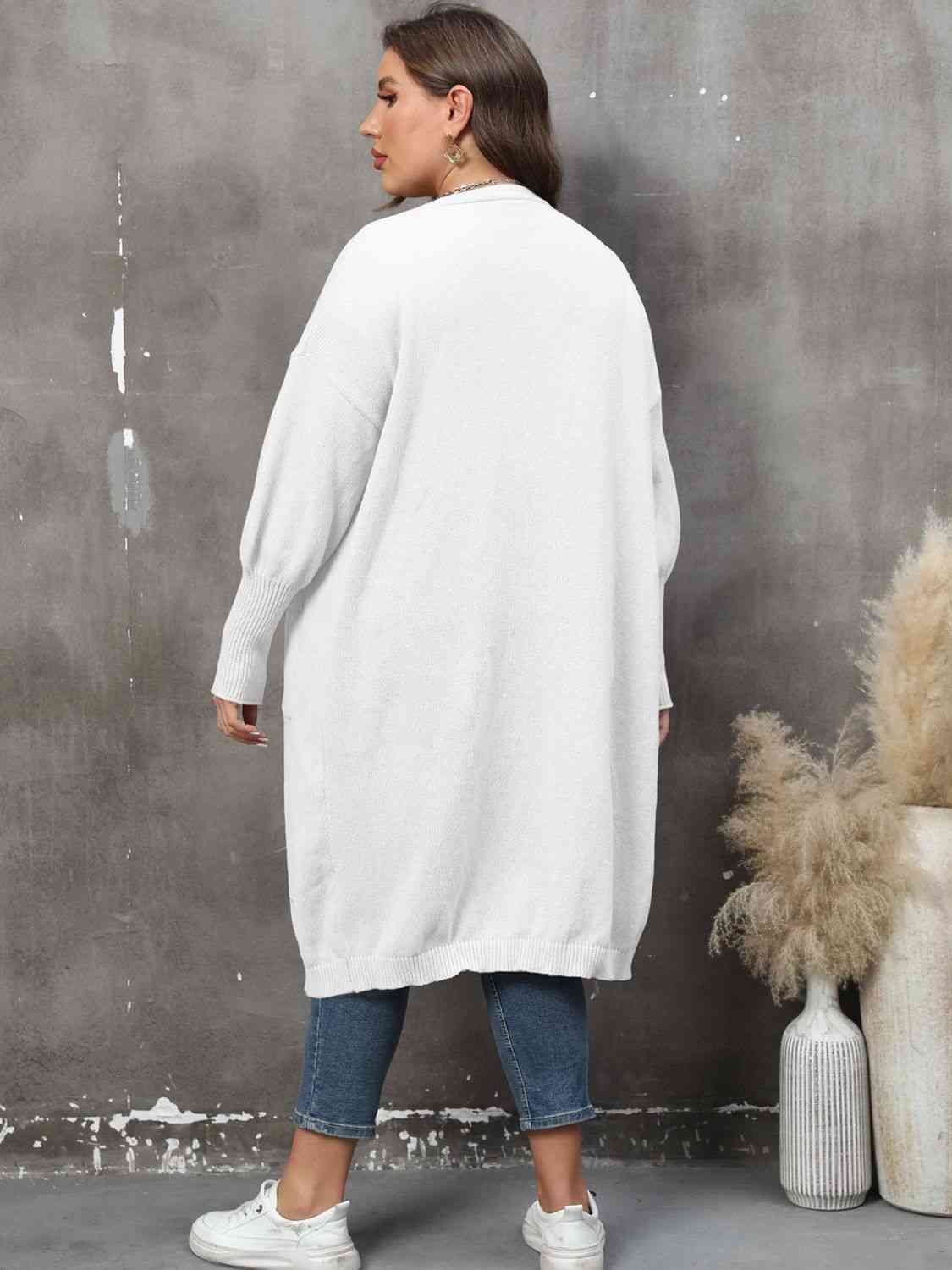 Plus Size Long Sleeve Pocketed Cardigan - AllIn Computer