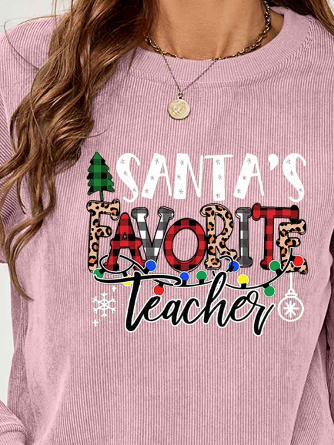 SANTA'S FAVORITE TEACHER Graphic Sweatshirt | CLOTHING,SHOES & ACCESSORIES | Changeable, christmas, Ship From Overseas, sweatshirt | Trendsi