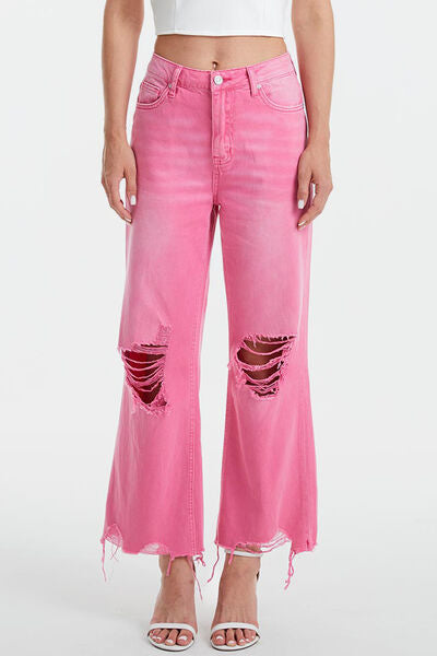BAYEAS Full Size High Waist Distressed Raw Hem Jeans - AllIn Computer