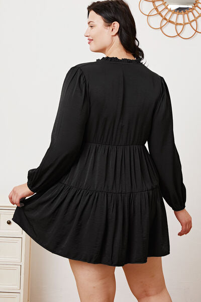 Ruffled Button Up Long Sleeve Tiered Shirt - AllIn Computer