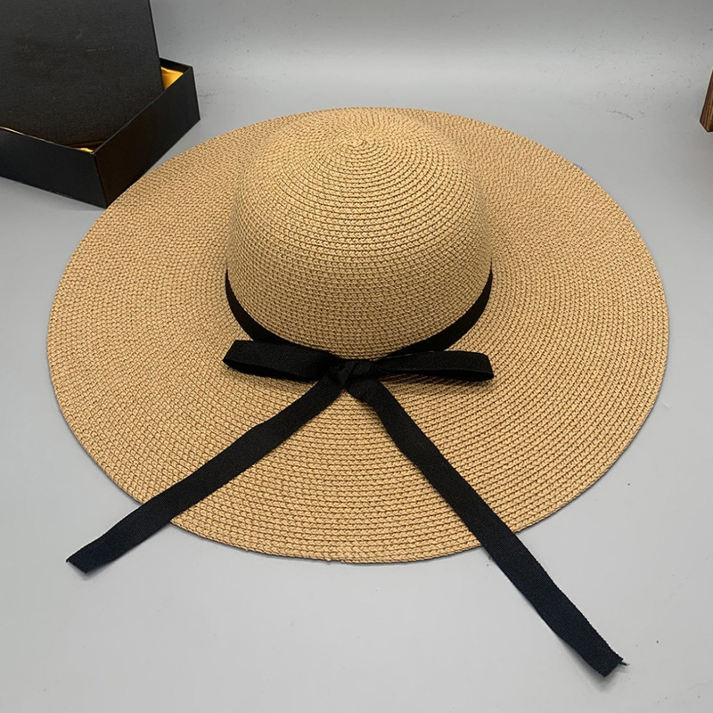 Bow Paper Braided Wide Brim Hat - AllIn Computer