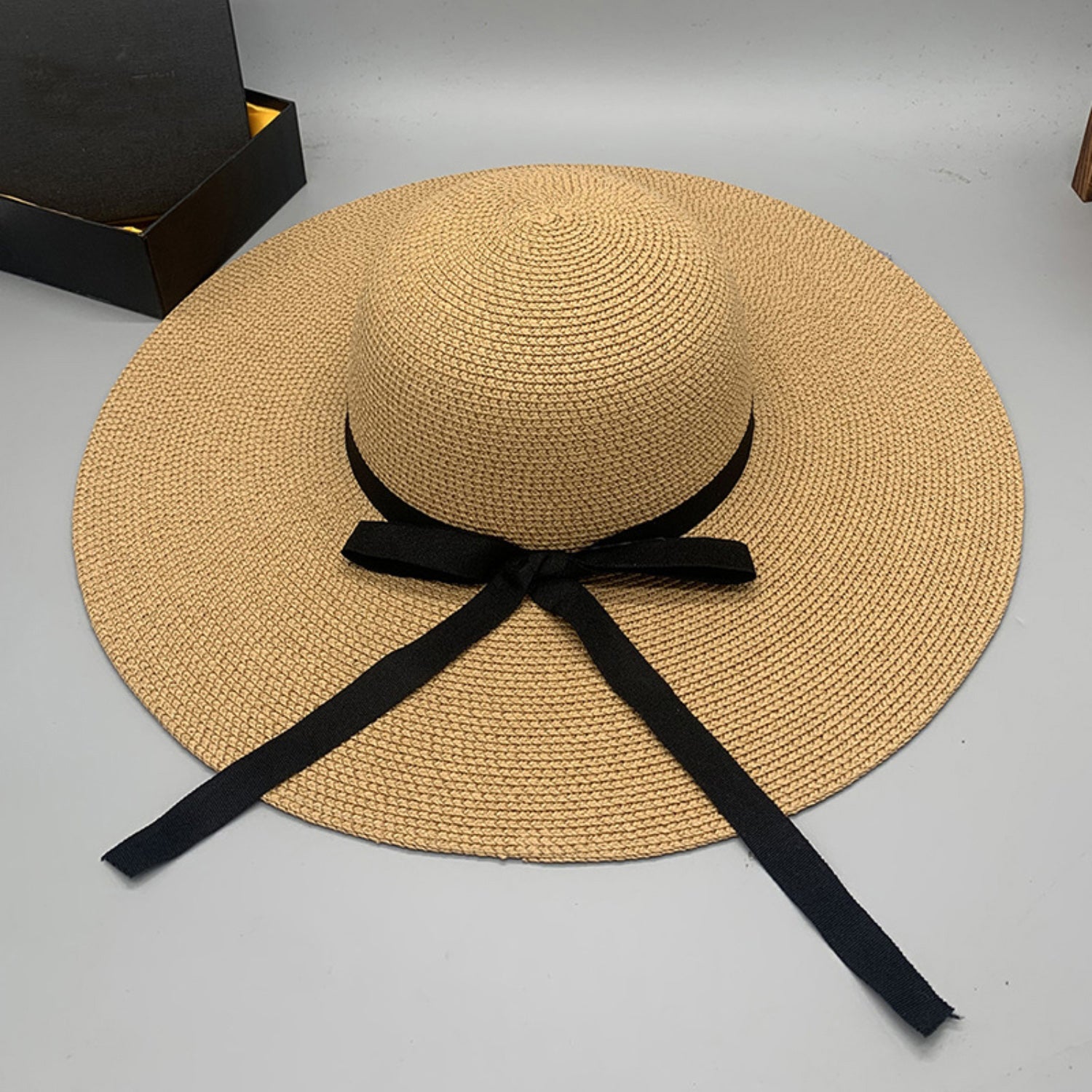 Bow Paper Braided Wide Brim Hat - AllIn Computer