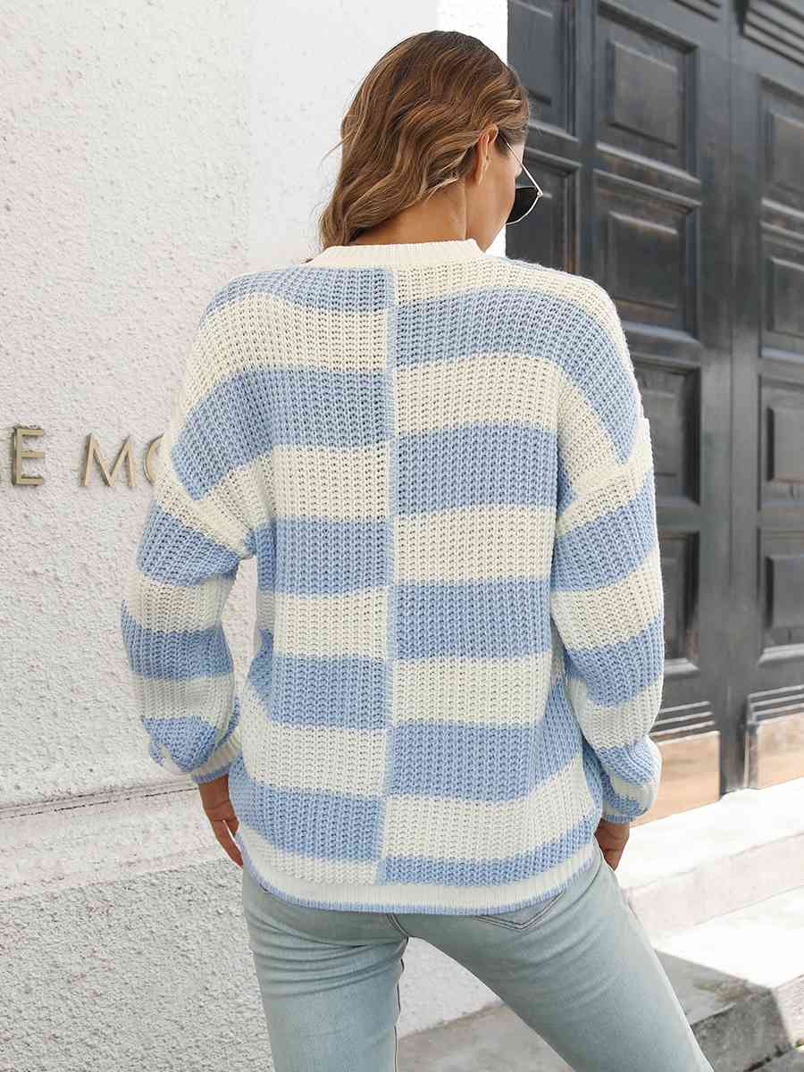 Two-Tone Dropped Shoulder Sweater - AllIn Computer