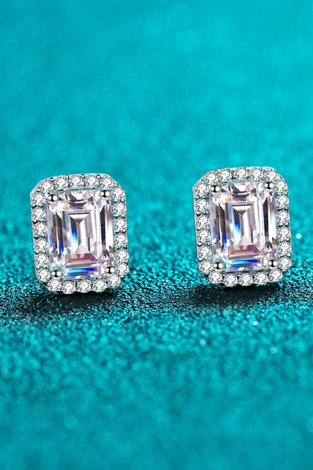 Adored 1 Carat Moissanite Rhodium-Plated Square Stud Earrings - AllIn Computer