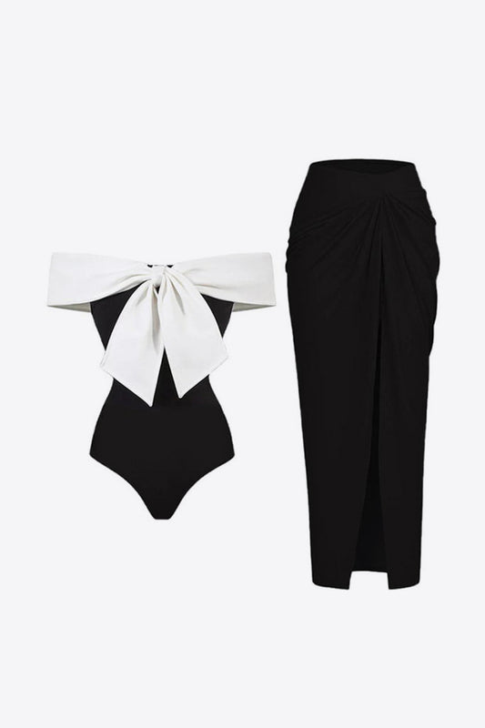 Contrast Bow Detail Two-Piece Swim Set - AllIn Computer