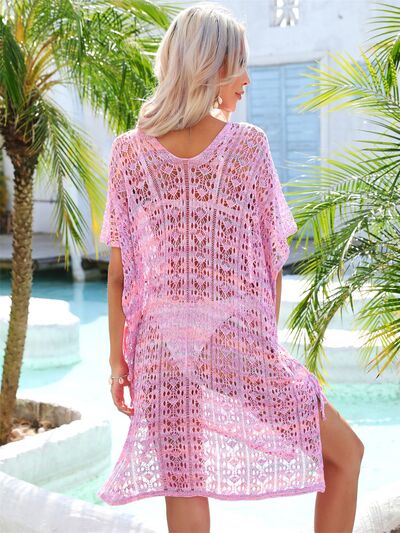 Slit Openwork V-Neck Cover Up - AllIn Computer