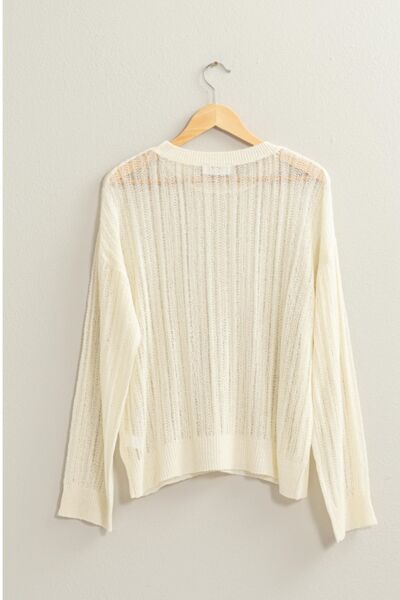 HYFVE Openwork Ribbed Trim Long Sleeve Knit Top - AllIn Computer