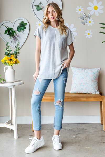 Heimish Full Size Pocketed Round Neck Short Sleeve T-Shirt - AllIn Computer