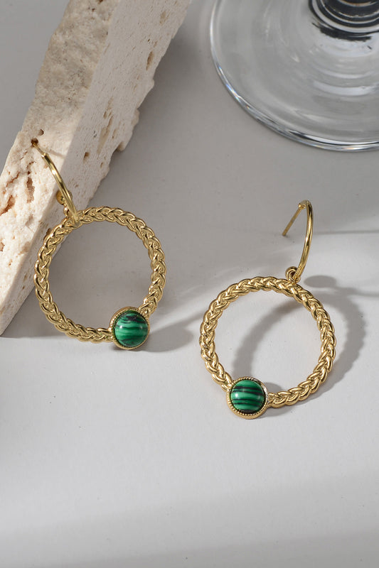 Malachite 18K Gold Plated Earrings - AllIn Computer