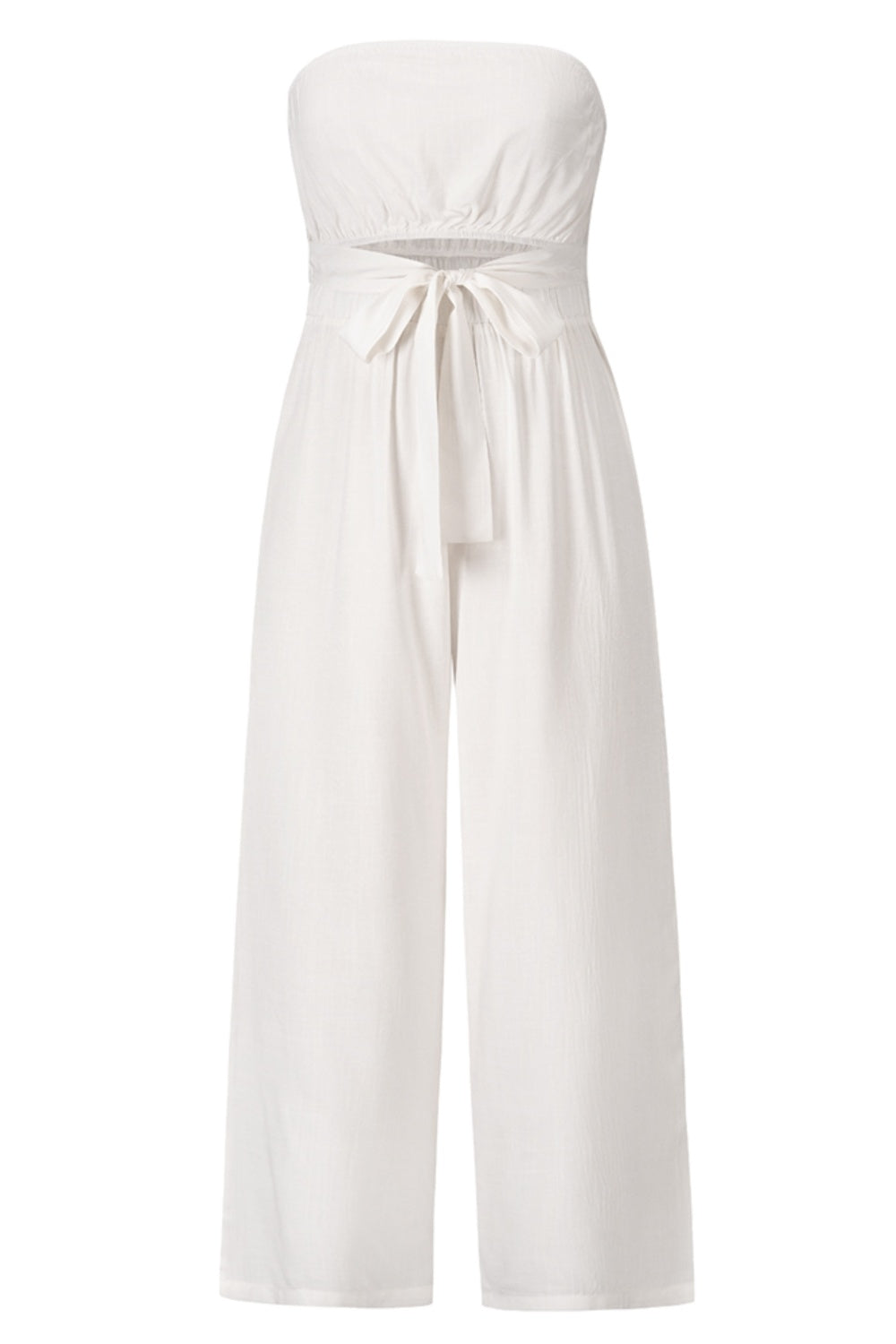 Tied Cutout Tube Wide Leg Jumpsuit - AllIn Computer