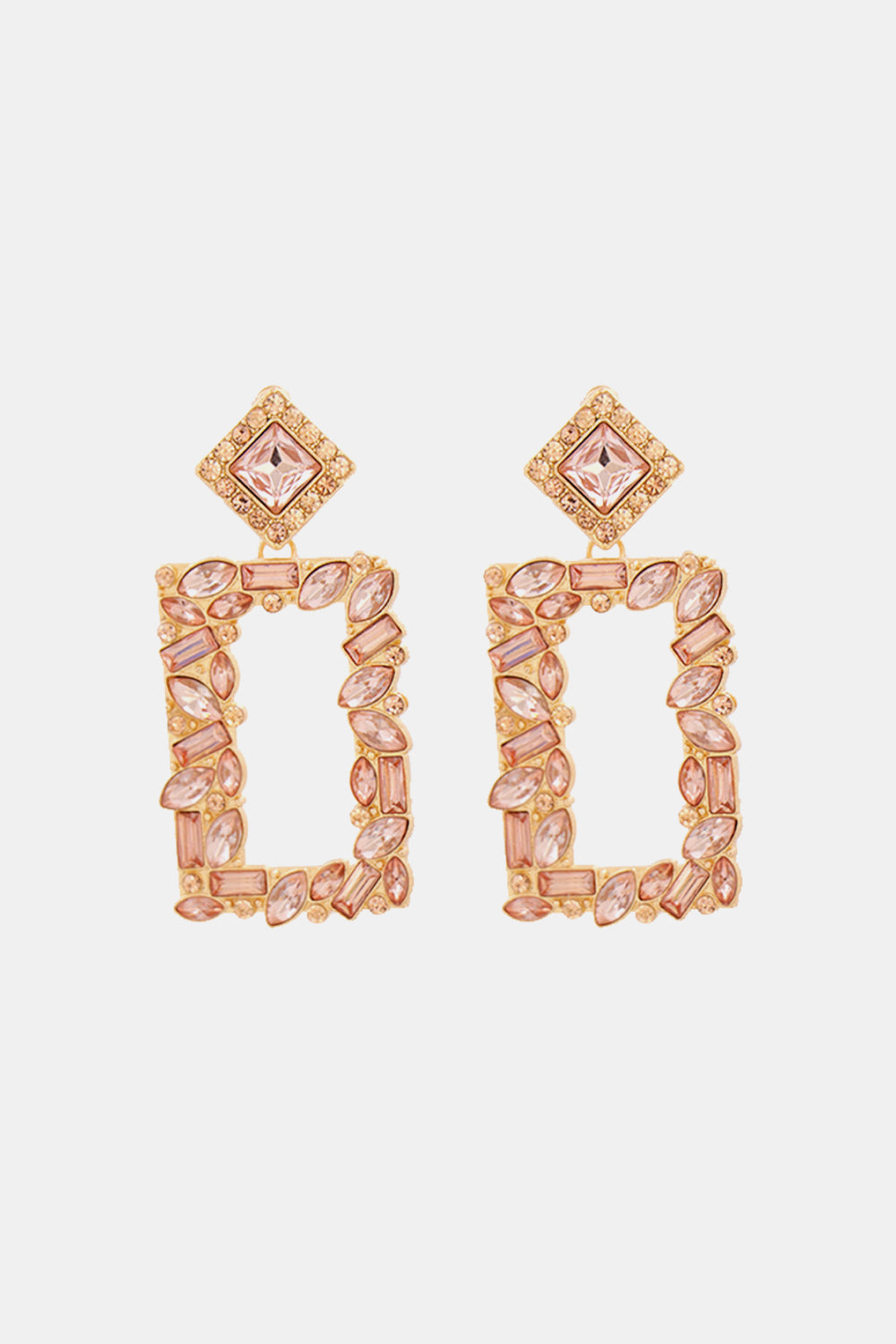 Square Shape Glass Stone Dangle Earrings - AllIn Computer