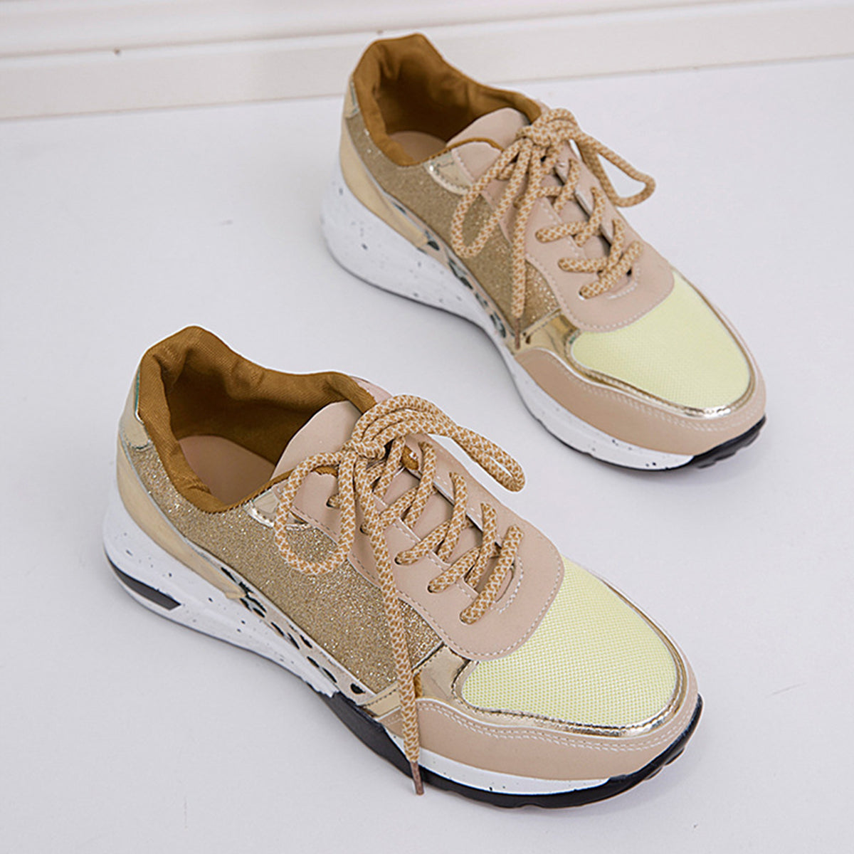 Lace-Up Round Toe Platform Sneakers - AllIn Computer