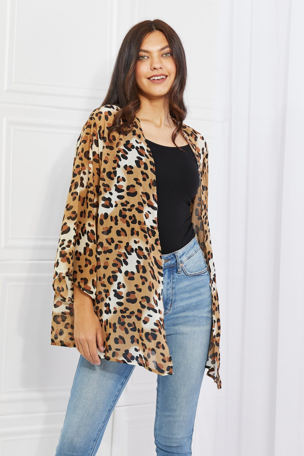 Melody Wild Muse Full Size Animal Print Kimono in Camel - AllIn Computer