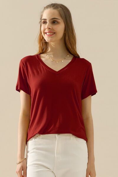 Ninexis Full Size V-Neck Short Sleeve T-Shirt - AllIn Computer