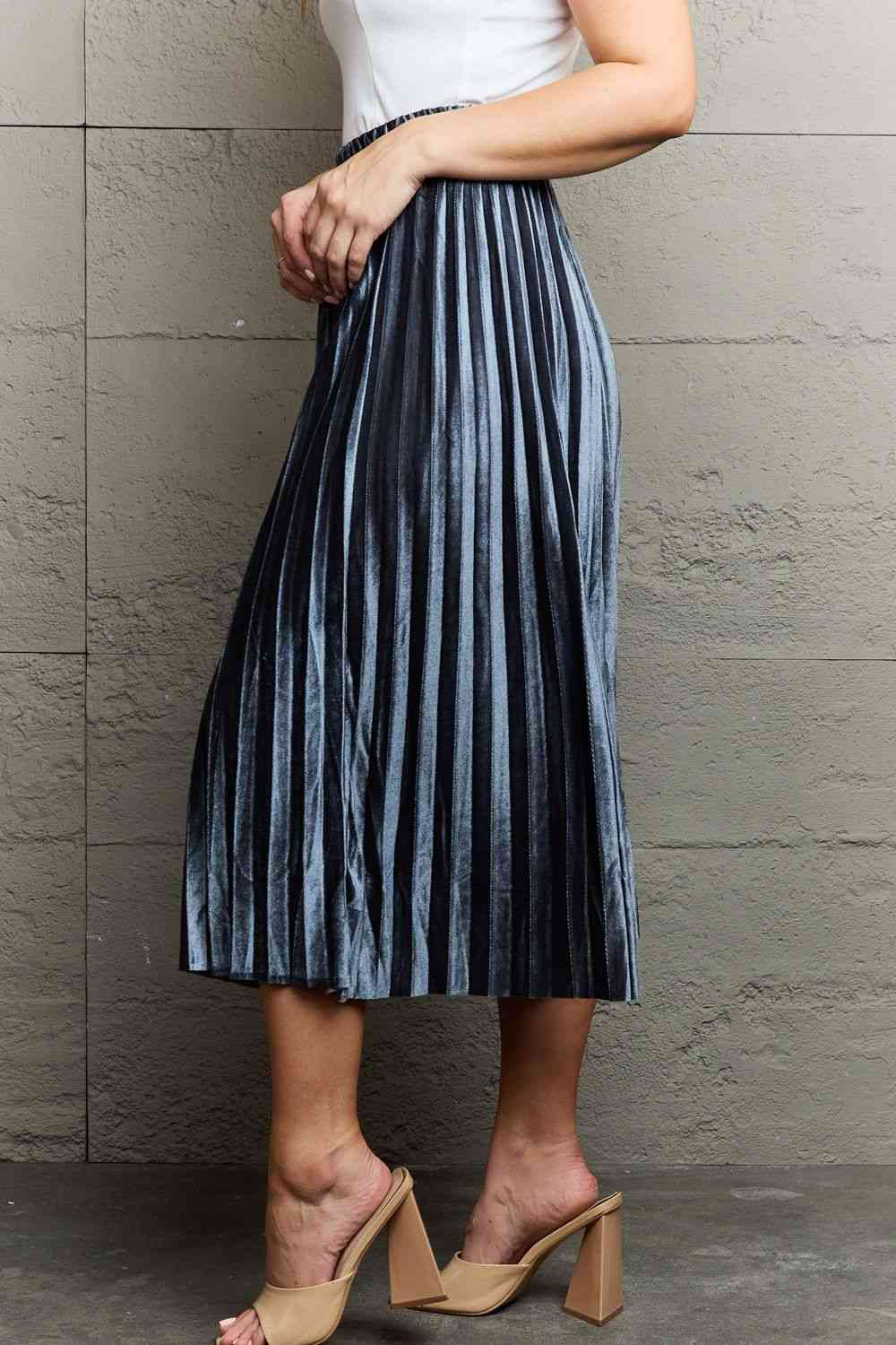 Ninexis Accordion Pleated Flowy Midi Skirt - AllIn Computer