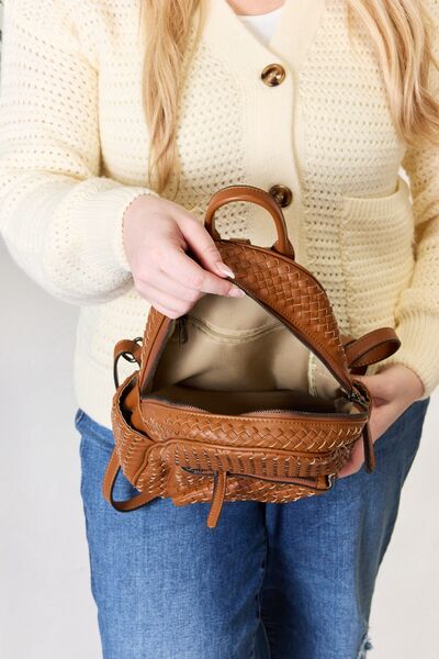 SHOMICO PU Leather Woven Backpack - AllIn Computer