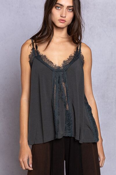 POL Lace Detail V-Neck Cami - AllIn Computer