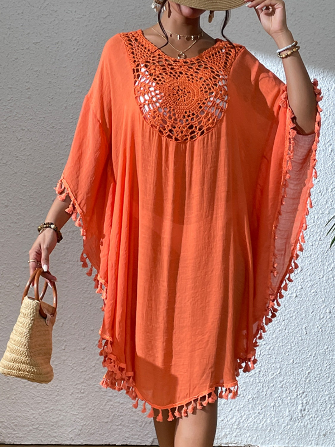 Tassel Cutout Scoop Neck Cover-Up Dress - AllIn Computer