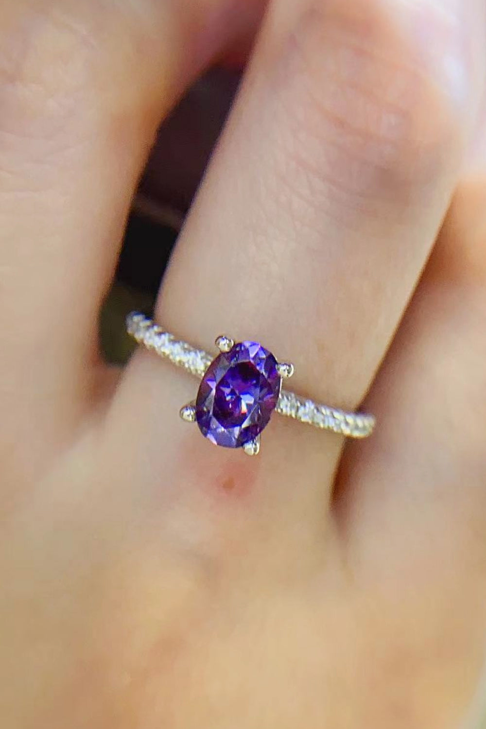 1 Carat Purple Moissanite 4-Prong Ring - AllIn Computer