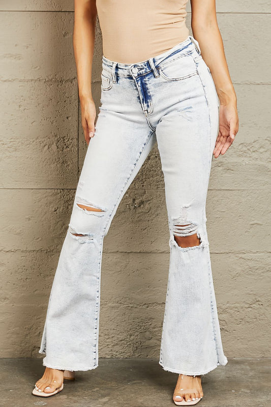 BAYEAS Mid Rise Acid Wash Distressed Jeans - AllIn Computer