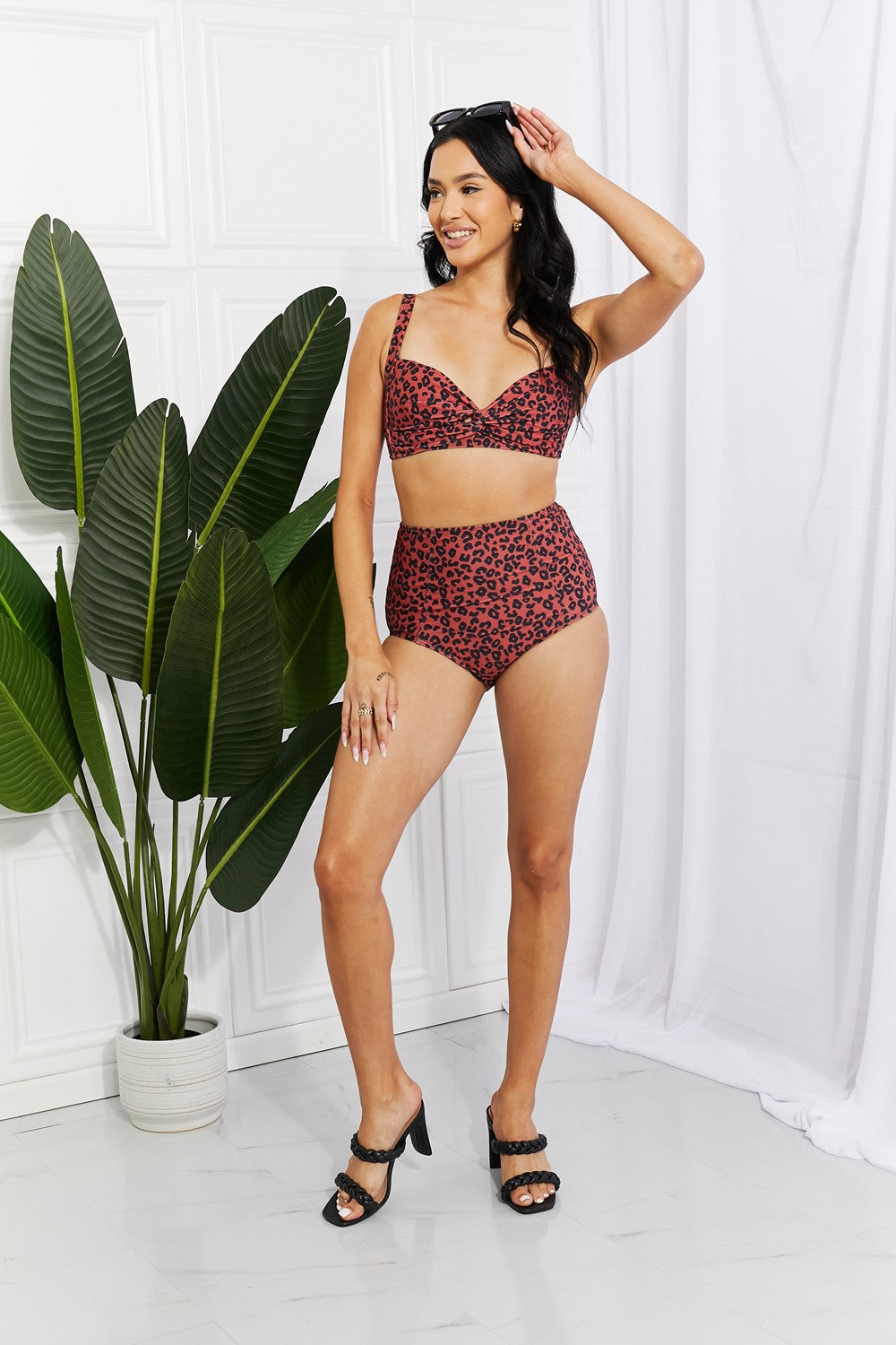 Marina West Swim Take A Dip Twist High-Rise Bikini in Ochre - AllIn Computer