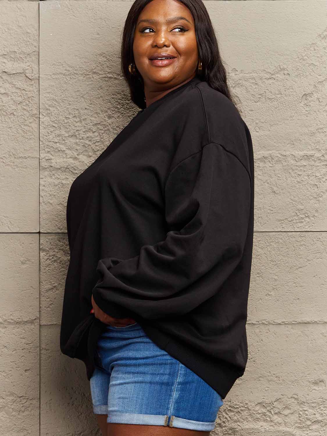 Simply Love Full Size Dropped Shoulder Sweatshirt - AllIn Computer