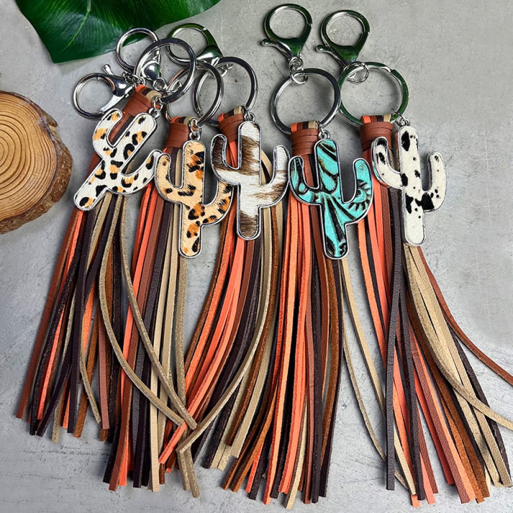 Cactus Keychain with Tassel - AllIn Computer