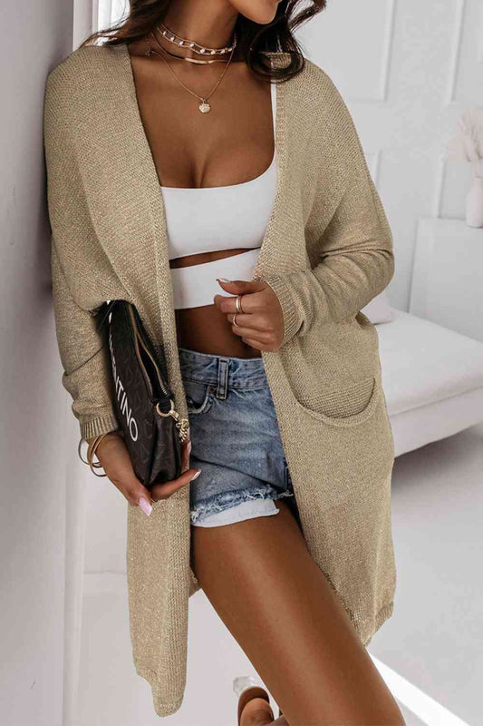 Long Sleeve Pocketed Cardigan | CLOTHING,SHOES & ACCESSORIES | cardigans, pocketed cardigan, Ship From Overseas, SYNZ | Trendsi
