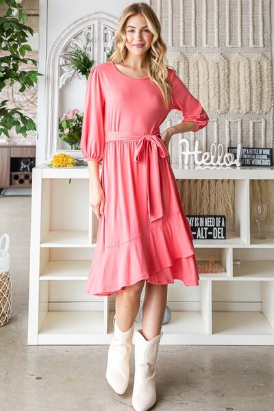 Reborn J Tie Front Ruffle Hem Dress - AllIn Computer