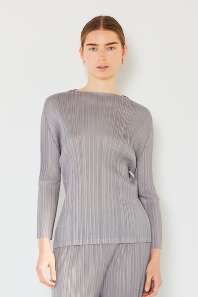 Marina West Swim Pleated Long Sleeve Boatneck Top - AllIn Computer