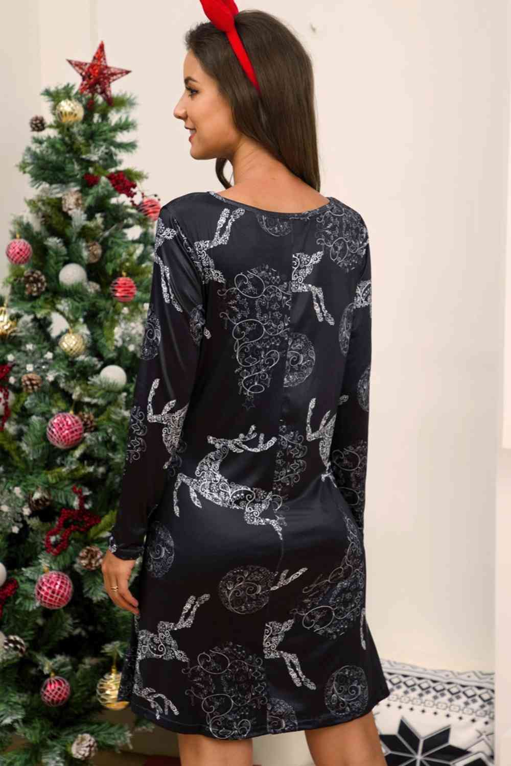 Full Size Christmas Long Sleeve Dress - AllIn Computer