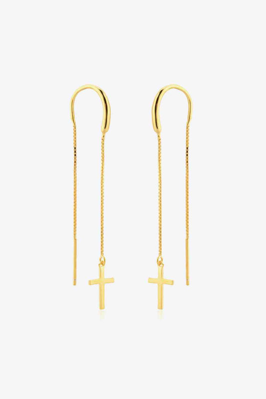 925 Sterling Silver Cross Threader Earrings - AllIn Computer
