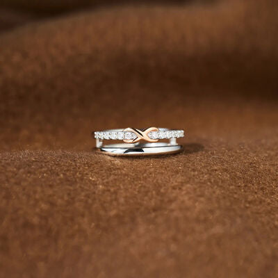 Double-Layered Zircon 925 Sterling Silver Ring - AllIn Computer