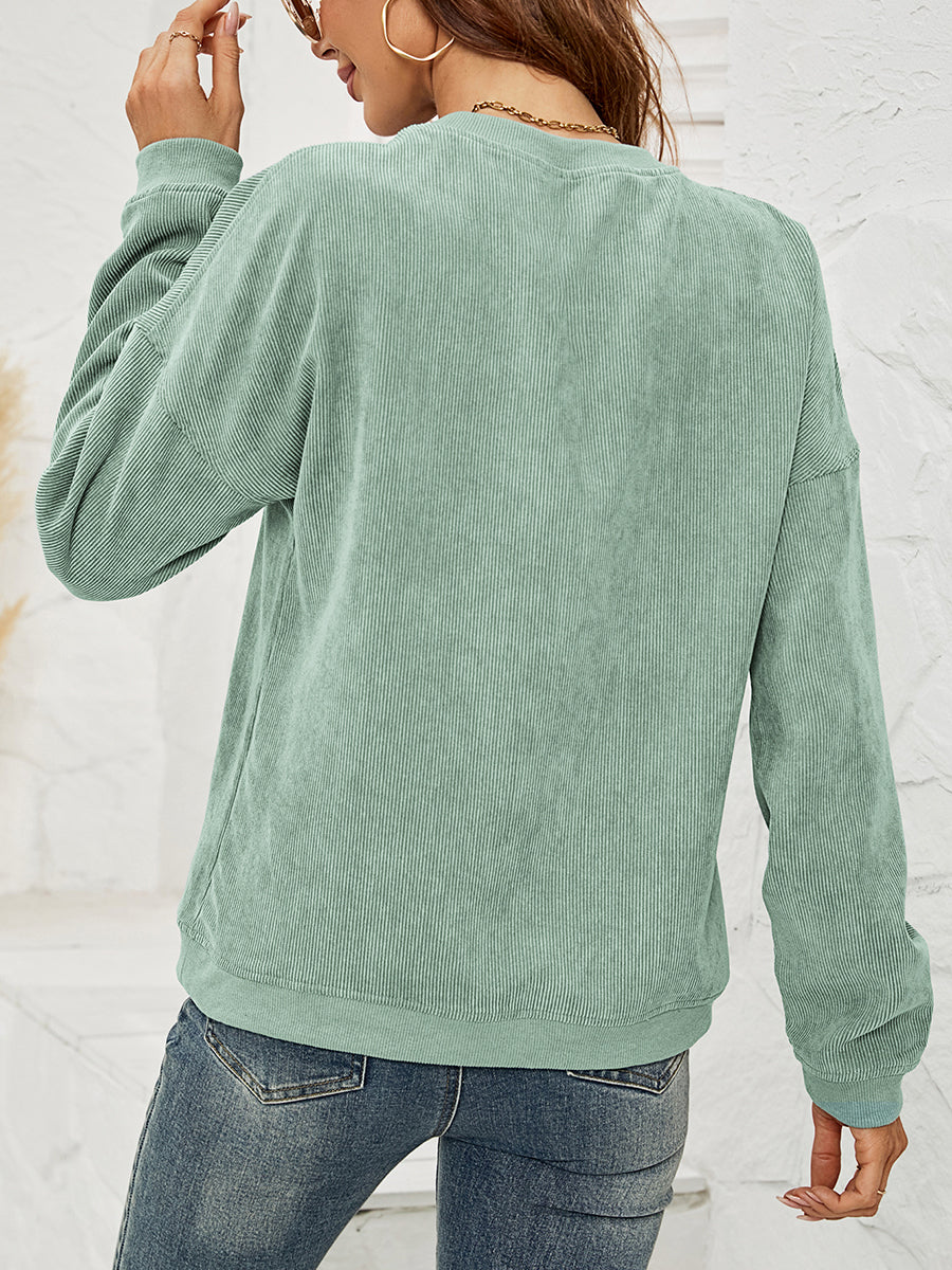 Round Neck Dropped Shoulder THE HELL I WON'T Graphic Sweatshirt - AllIn Computer