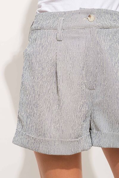 And The Why Pin Striped High Waist Rolled Shorts - AllIn Computer
