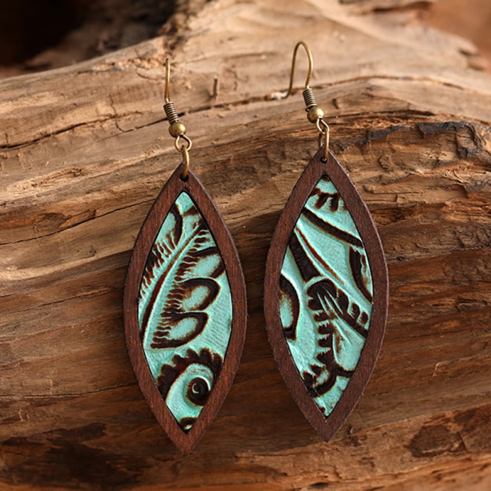Geometrical Shape Wooden Dangle Earrings - AllIn Computer
