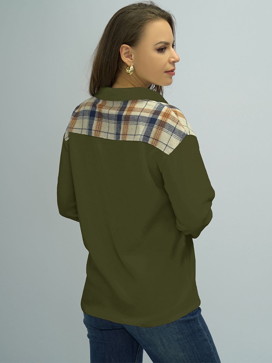 Plaid Dropped Shoulder Shirt - AllIn Computer