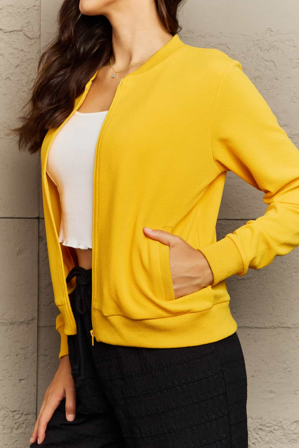 Ninexis Full Size Round Neck Long Sleeve Jacket - AllIn Computer