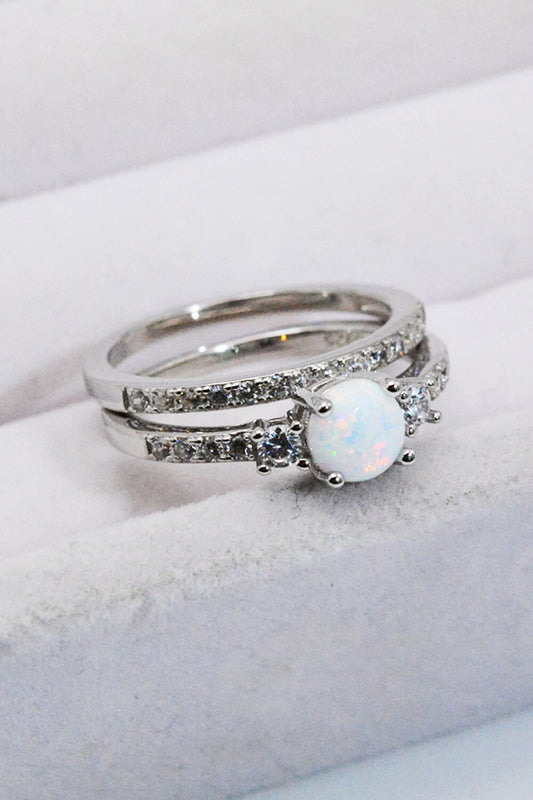 925 Sterling Silver Opal Split Shank Ring - AllIn Computer