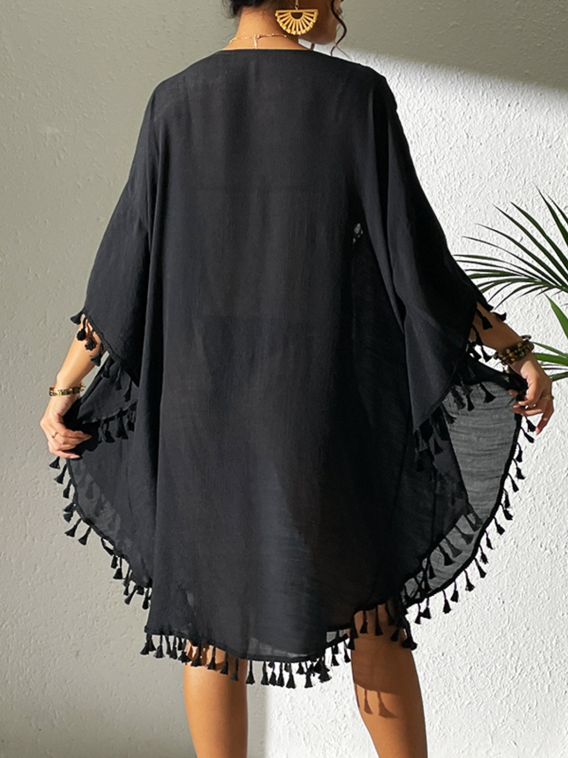 Tassel Cutout Scoop Neck Cover-Up Dress - AllIn Computer