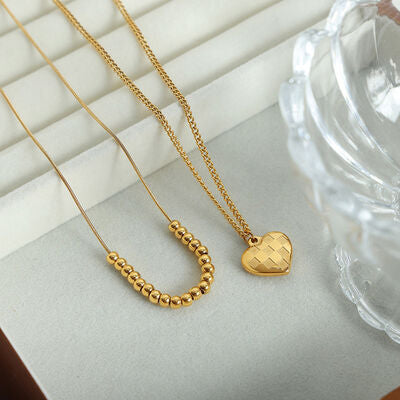 Heart Pendant Double-Layered Necklace - AllIn Computer