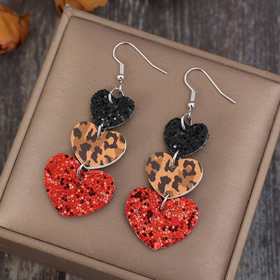 Heart Leather Drop Earrings - AllIn Computer